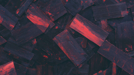 Poster - Abstract texture of osb board with cross directional strands in dark and red tones for creative design