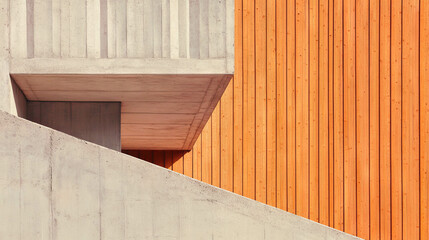 Poster - Modern architectural design with plywood and concrete textures
