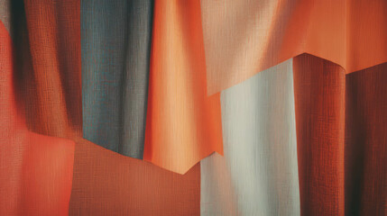 Poster - Abstract composition with plywood texture and fabric layers for interior design concept