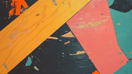 Aufkleber - Abstract textured plywood surface with colorful wood filler for artistic backgrounds