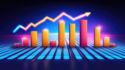 Poster - A glowing D stock chart with sharp market spikes and dips, set against a dark background with bright ticker symbols and financial data flowing across the screen.