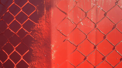 Poster - Vibrant red ribbed plastic and metal mesh texture for creative design projects