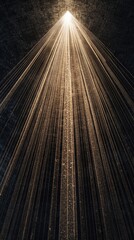 Poster - Rays of golden light streaming upward from a dark textured surface, creating an ethereal and mystical atmosphere. Illuminated abstraction concept
