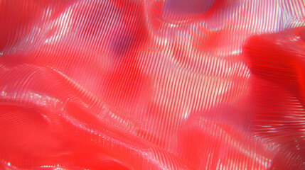 Poster - Vibrant red ribbed plastic texture with fabric backing for design projects