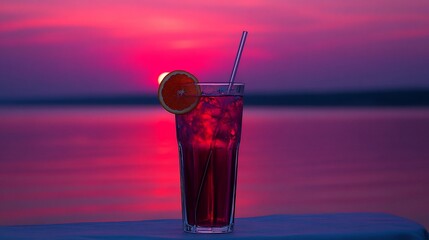 Wall Mural - Sunset Cocktail Beach Drink Relaxation Ocean View