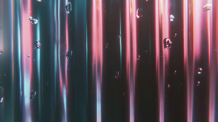 Poster - Vibrant ribbed plastic texture with water droplets for creative design