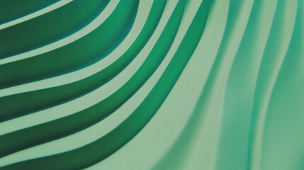 Poster - Abstract intersecting green paper texture with ribbed curves for creative design