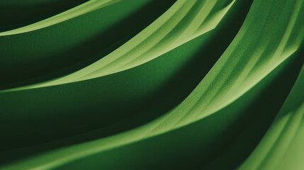 Poster - Abstract textured surface with rounded ribbed green paper pattern for background design