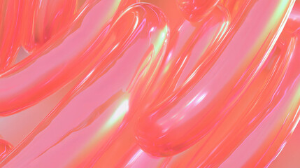 Poster - Vibrant neon coral plastic texture with rounded ribbed design for modern art and decor