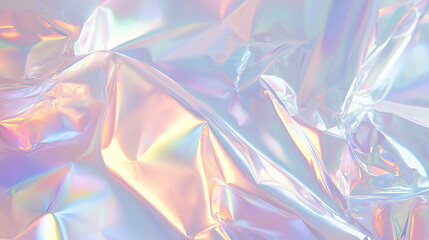 Poster - Iridescent rumpled holographic foil texture with rainbow light effects for design