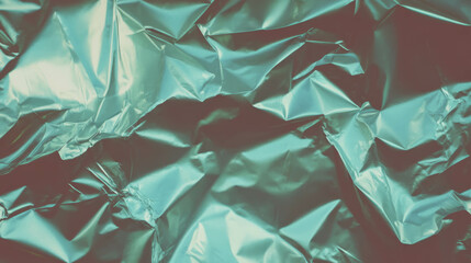 Aufkleber - Textured abstract green foil with rumpled soft folds for artistic background design
