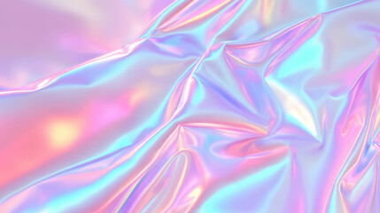 Poster - Iridescent rumpled foil texture with shifting colors for creative design and background