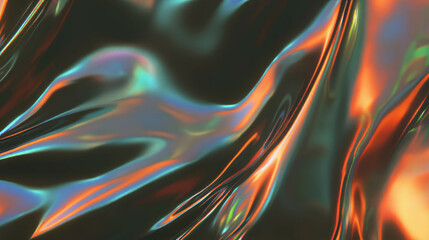 Poster - Iridescent metallic foil texture with rumpled surface for abstract background design