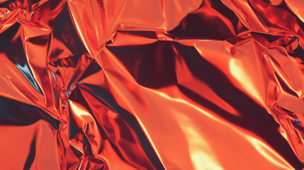 Poster - Vibrant orange foil texture with dramatic shadows for creative design