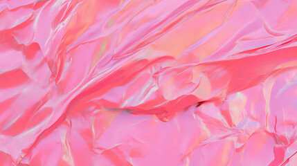 Poster - Vibrant rumpled pink foil texture with subtle iridescence
