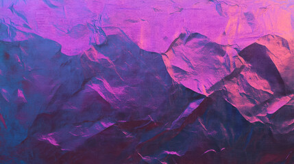 Poster - Vibrant abstract texture of rumpled purple foil with varied surface textures