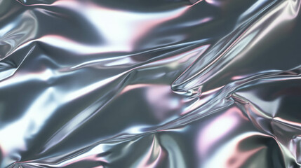 Aufkleber - Shiny wrinkled silver foil texture with artistic folds for design backgrounds