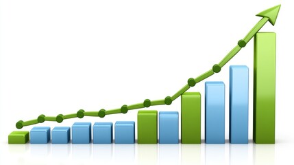Poster - A sleek D bar chart with gradient colors ranging from blue to green, representing market analysis. The chart is displayed against a white background with subtle shadows.