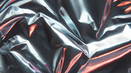 Poster - Shiny metallic rumbled tin foil texture with sharp folds for craft design