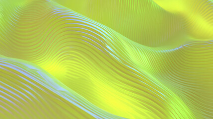 Poster - Neon yellow curved ribbed texture with shallow waves for vibrant design and background