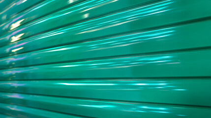 Poster - Neon cyan plastic texture with ribbed surface for design and background