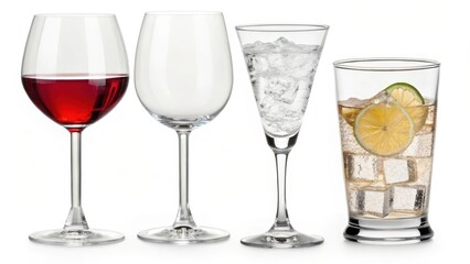 Wall Mural - Glassware Collection on White Background