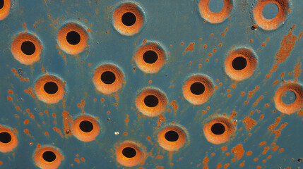 Aufkleber - Industrial metal surface with rusty holes pattern design for creative backgrounds