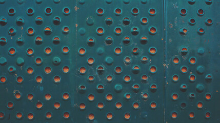 Poster - Industrial metal surface with pattern of circular perforations