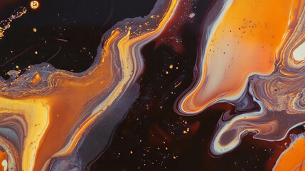 Poster - Abstract composition with vibrant swirls and stained plywood texture