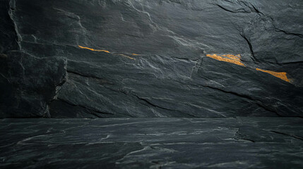 Poster - Rustic dark stone and teak texture for background design projects