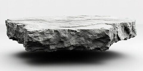 Poster - Floating rock formation with a textured surface illuminated by soft light