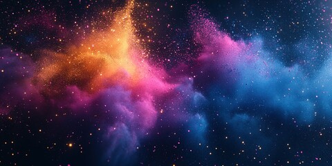 Poster - Colorful cosmic cloud swirling with stars creates a stunning visual spectacle in a galaxy background