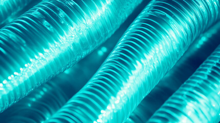 Poster - Neon teal ribbed plastic texture for backgrounds and design