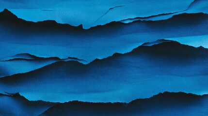 Poster - Abstract design with textured uneven ribbed blue paper layers for creative backgrounds