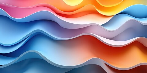 Poster - Colorful waves of layered paper create a vibrant abstract design with smooth curves and flowing forms