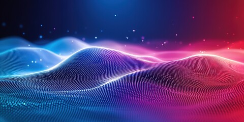 Fototapete - Vibrant digital landscape with flowing curves and mesmerizing colors at dusk
