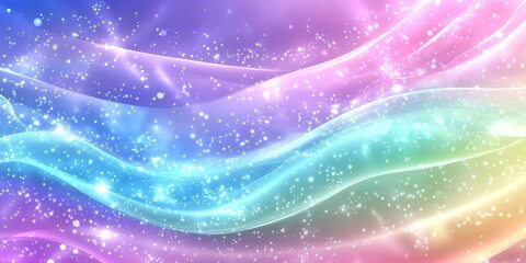 Poster - Vibrant abstract design with flowing waves and sparkling elements in a colorful gradient