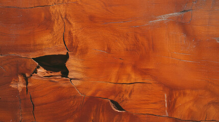 Poster - Rich walnut texture with natural cracks and smooth polished surface for interior design