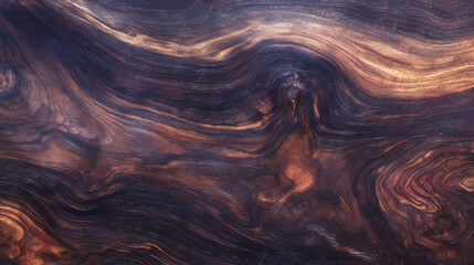 Poster - Rich walnut texture with live edge featuring rough dark patterns for artistic design
