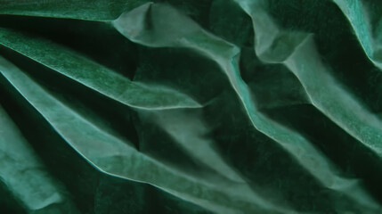 Poster - Textured wide ribbed green paper surface with dark tones for creative design