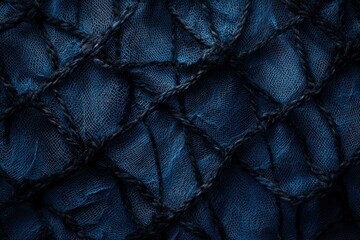 Fototapete - A detailed view of a blue and black background showcasing the contrasting colors and textures A web of interconnected strings illustrating the complex network of opioid trade.