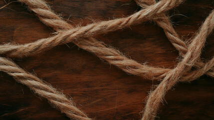 Poster - Rustic wooden texture with frayed strings for natural design and decoration