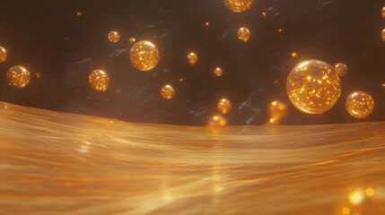 Poster - Glowing orbs on wooden texture background for design and decoration