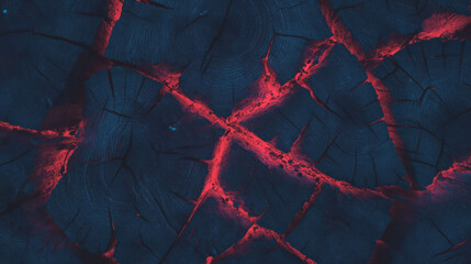 Poster - Dramatic wood texture with glowing red core pattern for background design