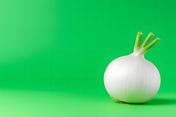 Wall Mural - Onion isolated on green background