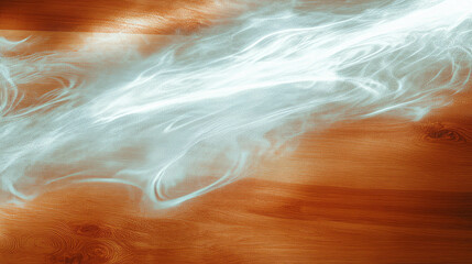 Poster - Mystical swirling white mist over wooden texture for creative design and decoration