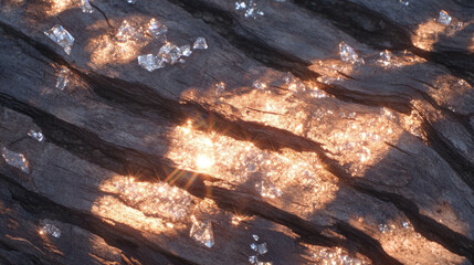 Poster - Wood texture with shimmering crystal reflections for nature and design concepts