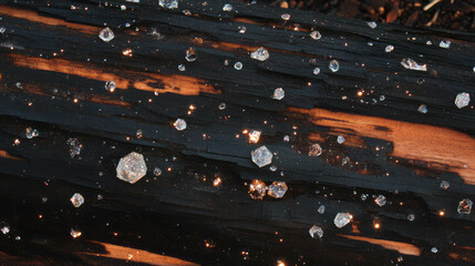 Poster - Sparkling crystal light reflection on natural wood texture