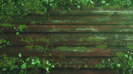 Poster - Natural wood texture with moss for rustic design and nature inspiration