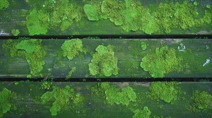 Poster - Natural wood texture with moss patterns for organic design themes